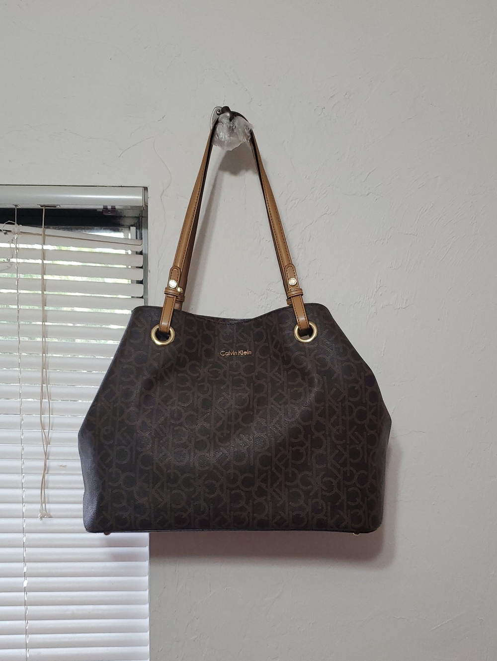 Calvin Klein Dark Brown Monogram Tote Bag